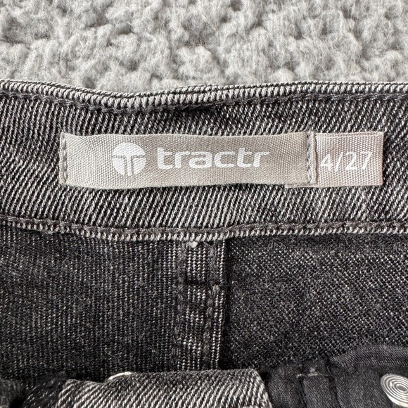 Tractr Button Me Up Grey High Rise Stretch Distressed Crop Jeans Sz 4/27 NWT - Picture 11 of 13